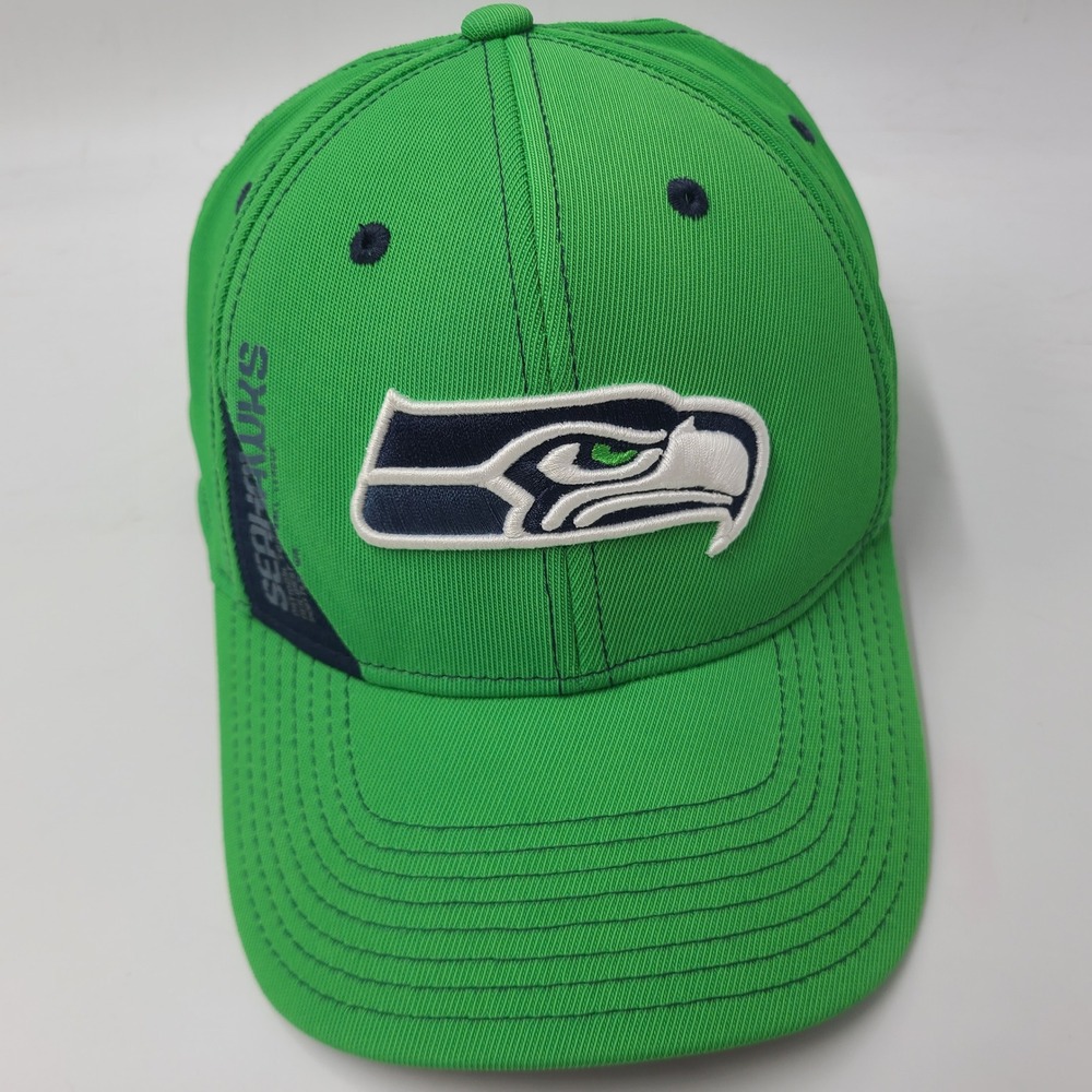 Seattle Seahawks Hat Fitted L-XL Reebok Green Blue NFL Football Nylon Blend Men